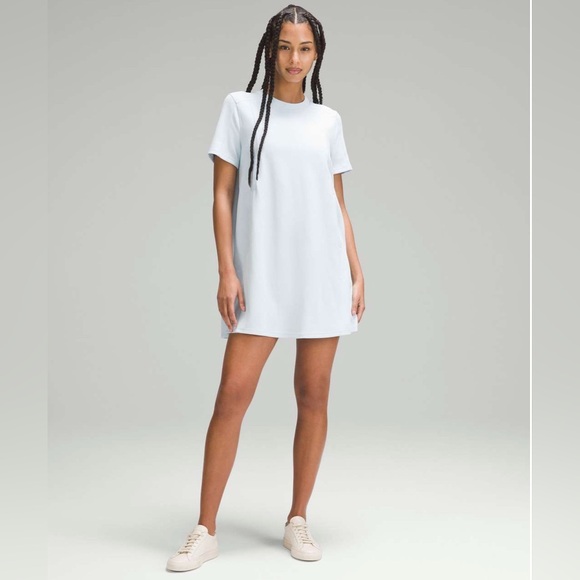 lululemon athletica Dresses & Skirts - Lululemon Ribbed Softstreme T-Shirt Dress in Powder Blue Size 14